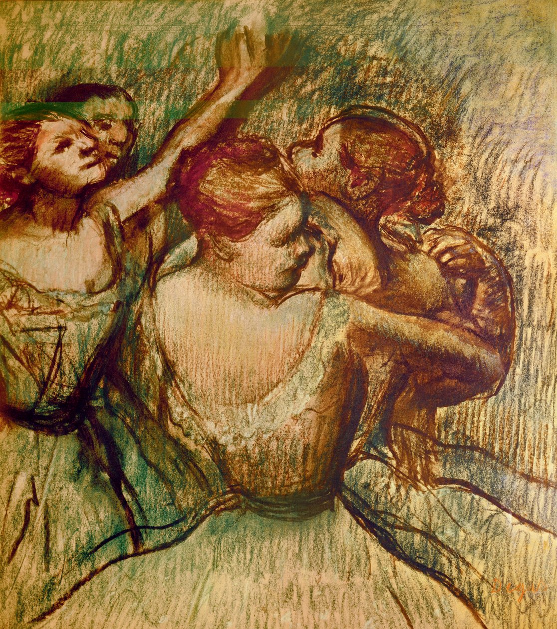 Os Dançarinos Verdes (pastel sobre papel) de Edgar Degas