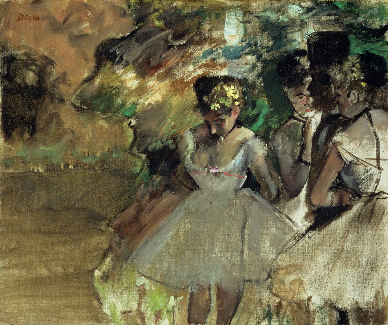 Três dançarinos nas asas, c.1880-85 de Edgar Degas