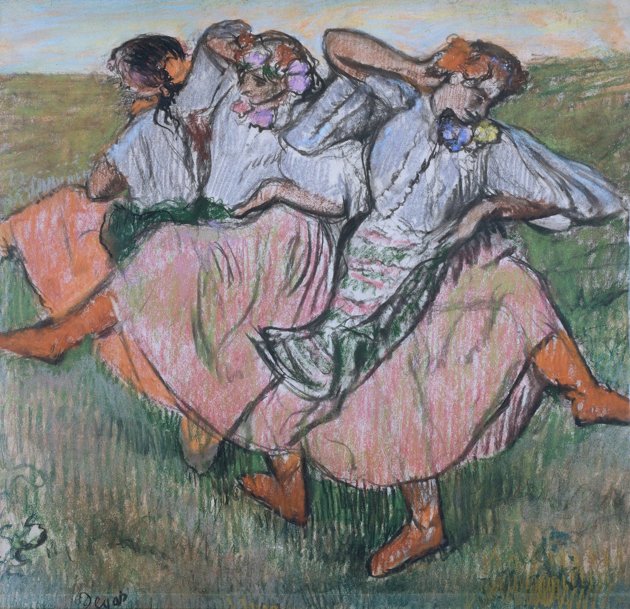 Três, russo, dançarinos de Edgar Degas