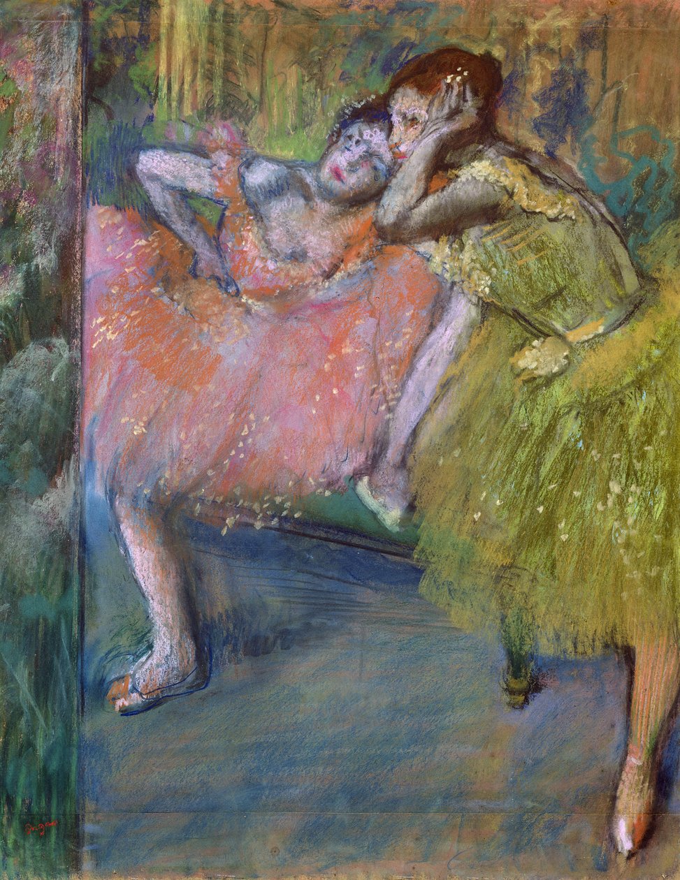 Dois dançarinos no foyer, c.1901 (pastel) de Edgar Degas