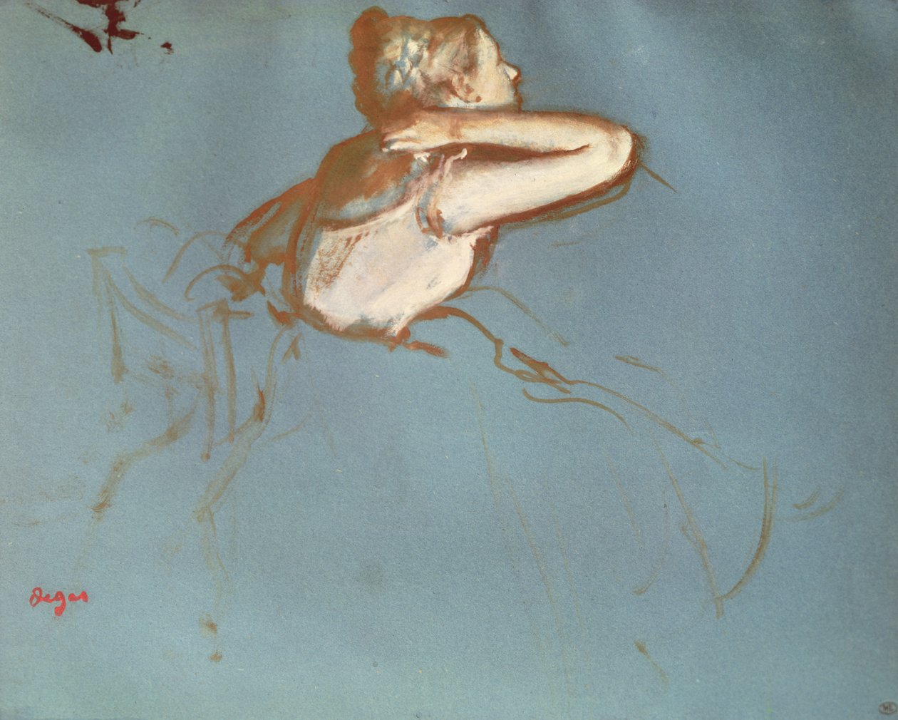 Vista do perfil de um dançarino, c.1899 (guache e aquarela sobre papel) de Edgar Degas