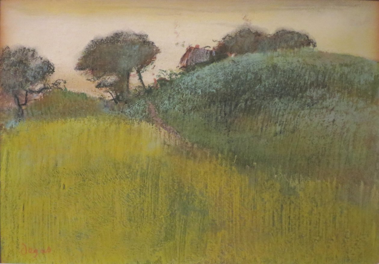 Campo de trigo e colina verde de Edgar Degas