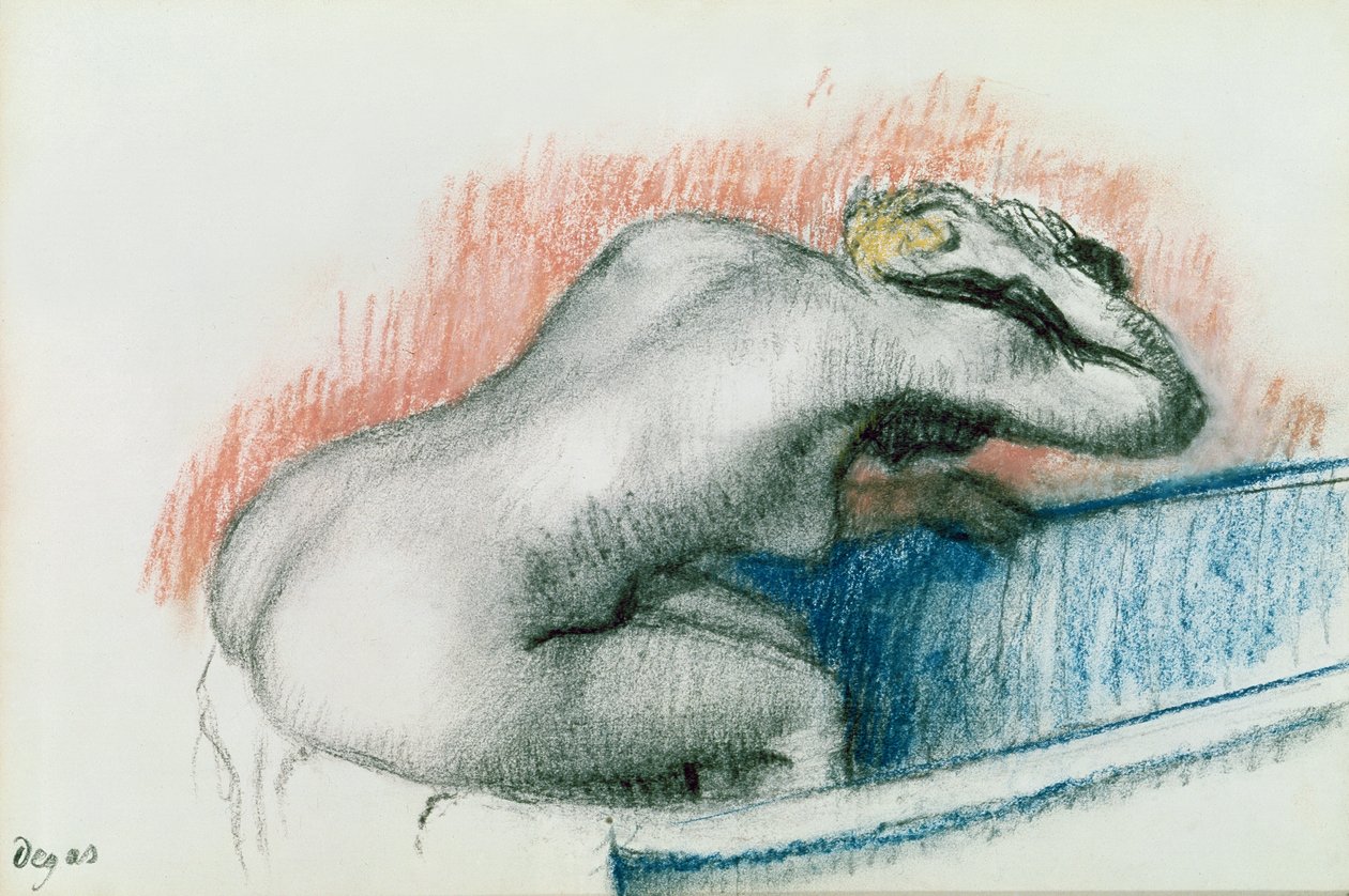 Mulher lavando no banho, c.1892 (pastel no cartão) de Edgar Degas