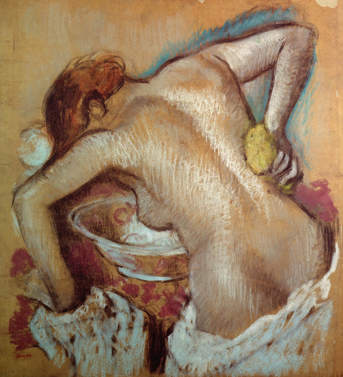 Mulher no banheiro, c.1894 (pastel) de Edgar Degas