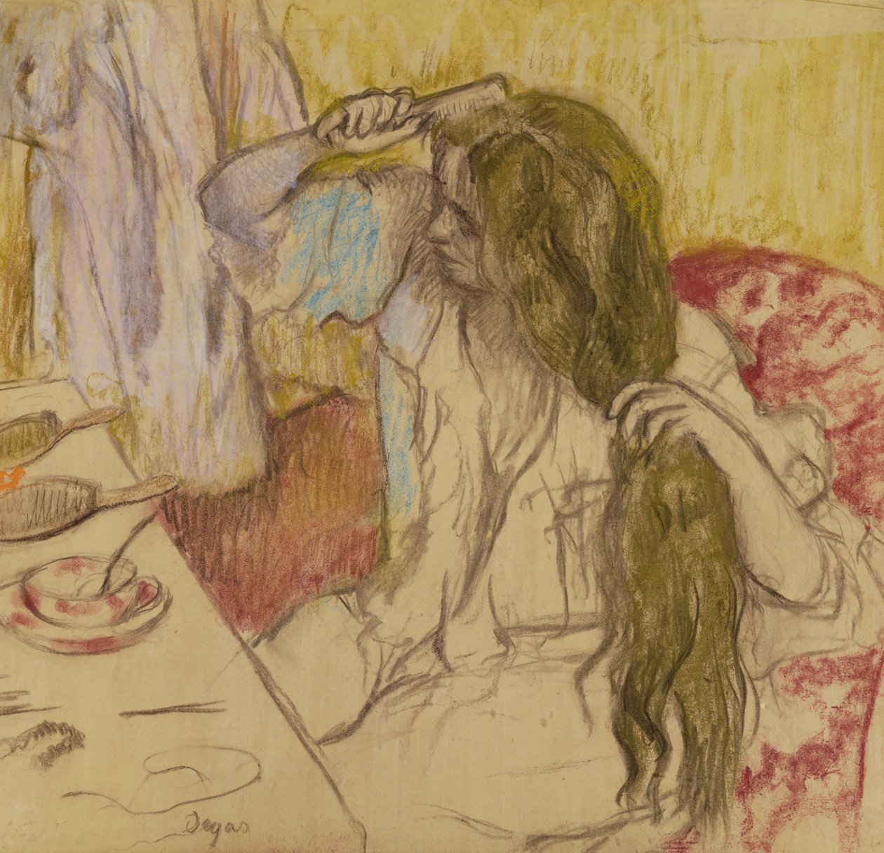 Mulher em sua toilette, c.1885 (pastel em papelão) de Edgar Degas