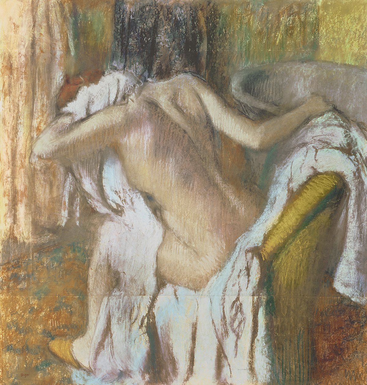 Mulher se secando, c.1888-92 (pastel) de Edgar Degas