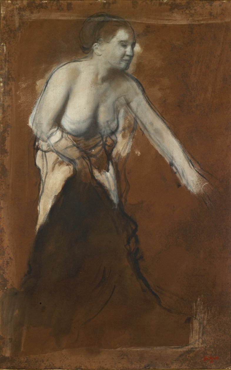 Mulher se lavando, c.1866-68 (óleo no papelão) de Edgar Degas