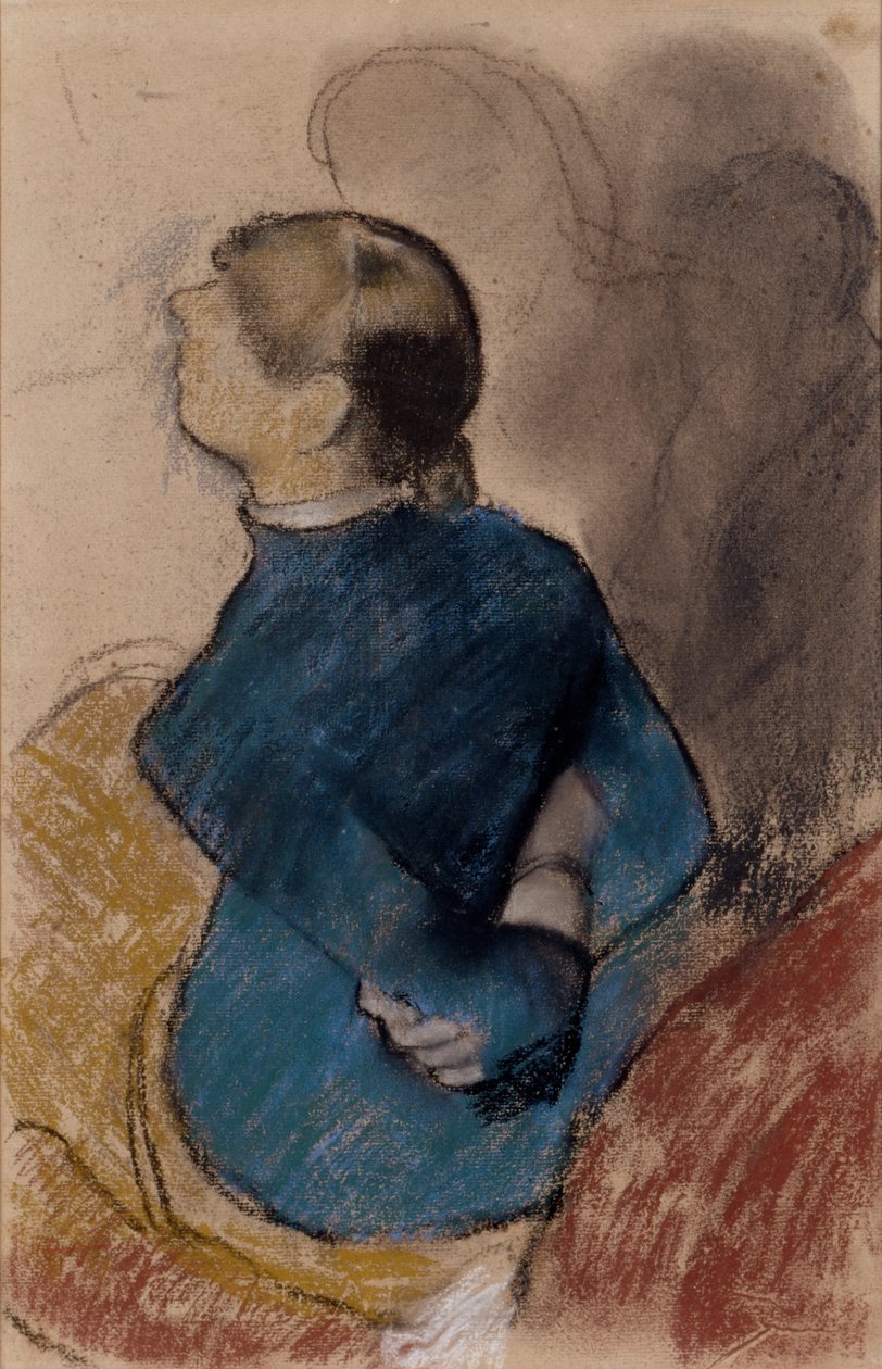 Mulher jovem, em, azul de Edgar Degas