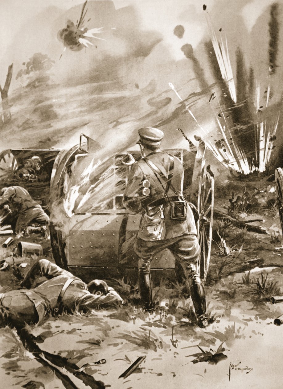 Major Warren removendo cartuchos de um vagão de munição em grande risco pessoal de Edgar Alfred Holloway