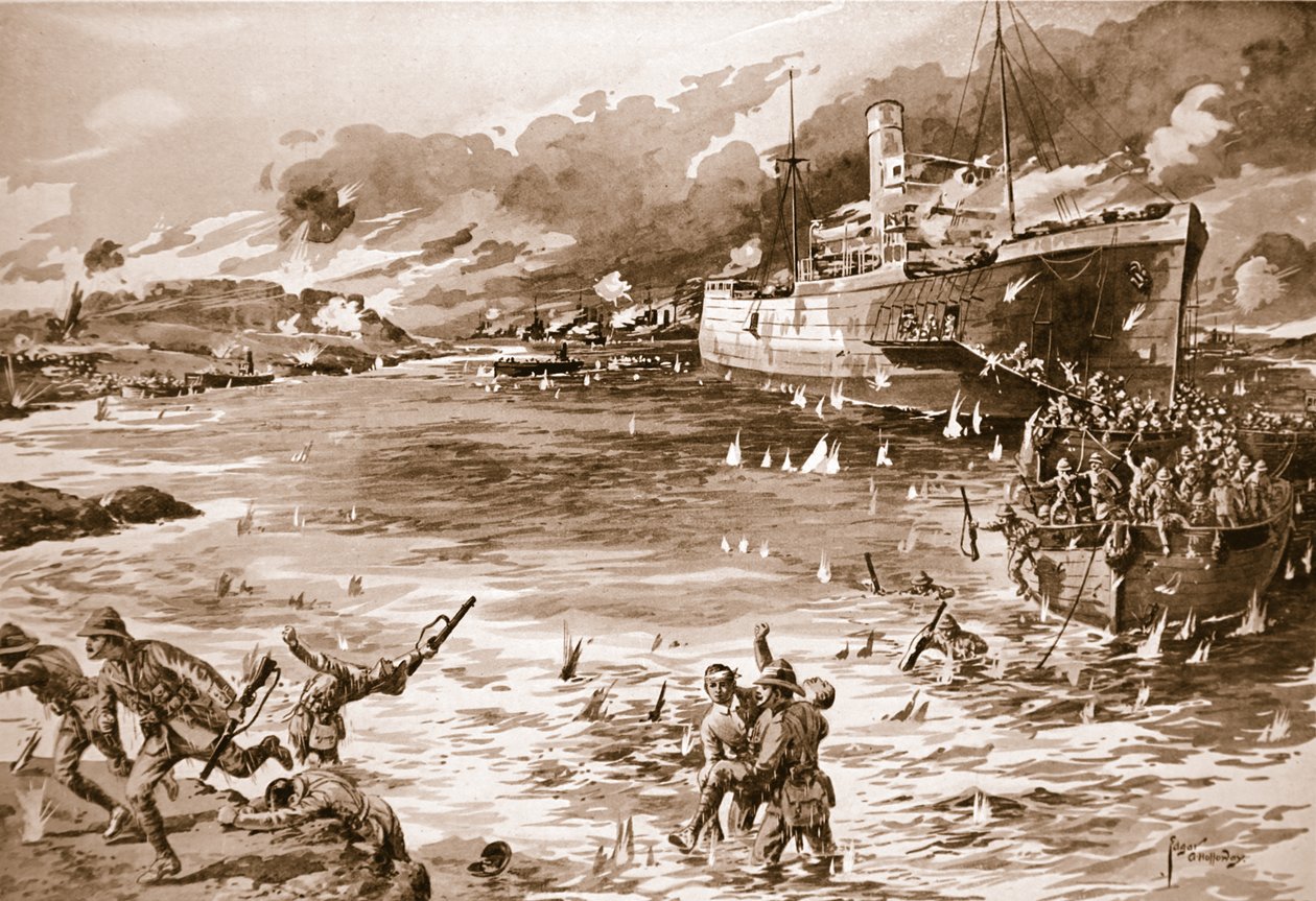 O famoso desembarque do &39;Rio Clyde&39; na Praia V de Edgar Alfred Holloway