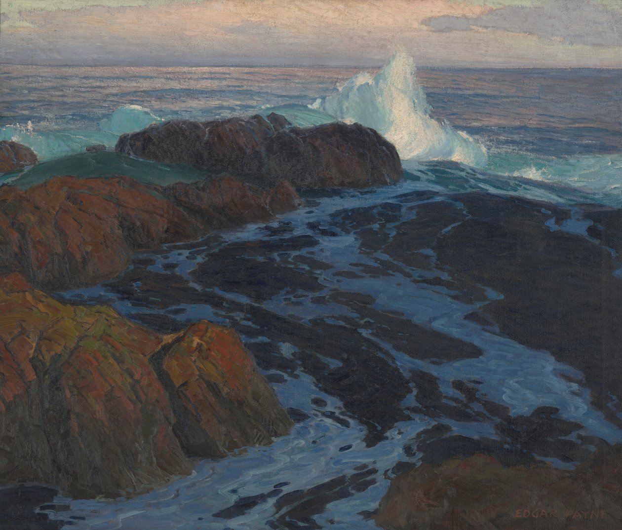 O Mar Inquieto, c.1917 (óleo sobre tela) de Edgar Alwin Payne