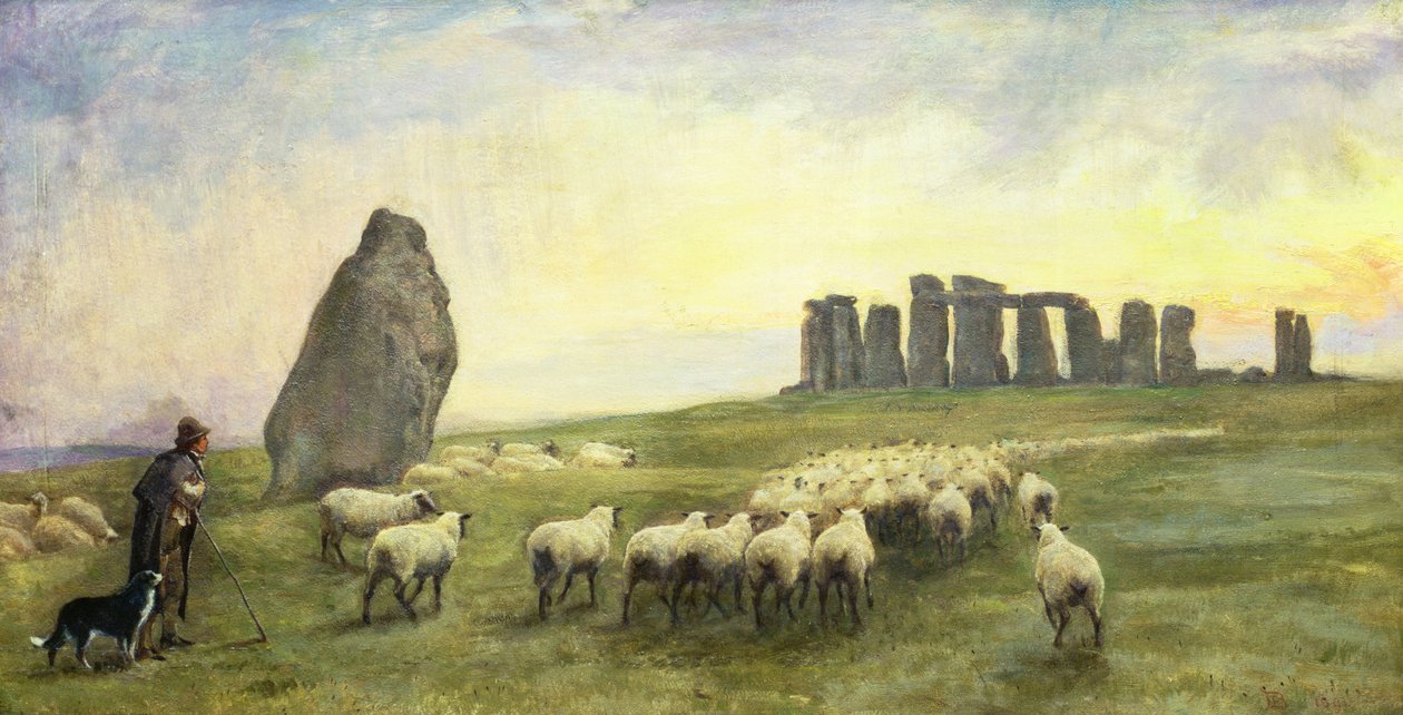 Voltando para casa, Stonehenge, Wiltshire, 1891 de Edgar Barclay