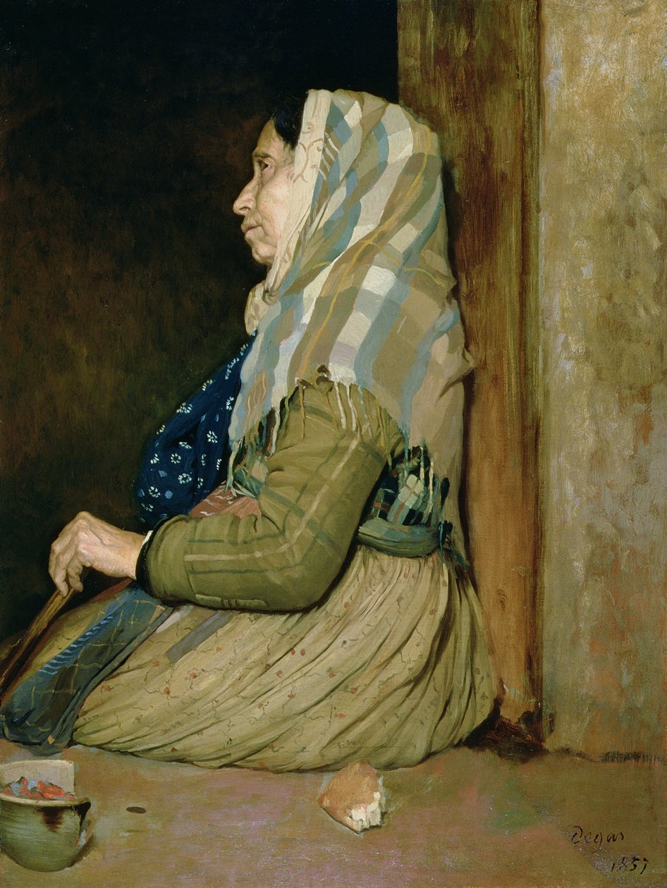 Uma mulher mendiga romana, 1857 de Edgar Degas