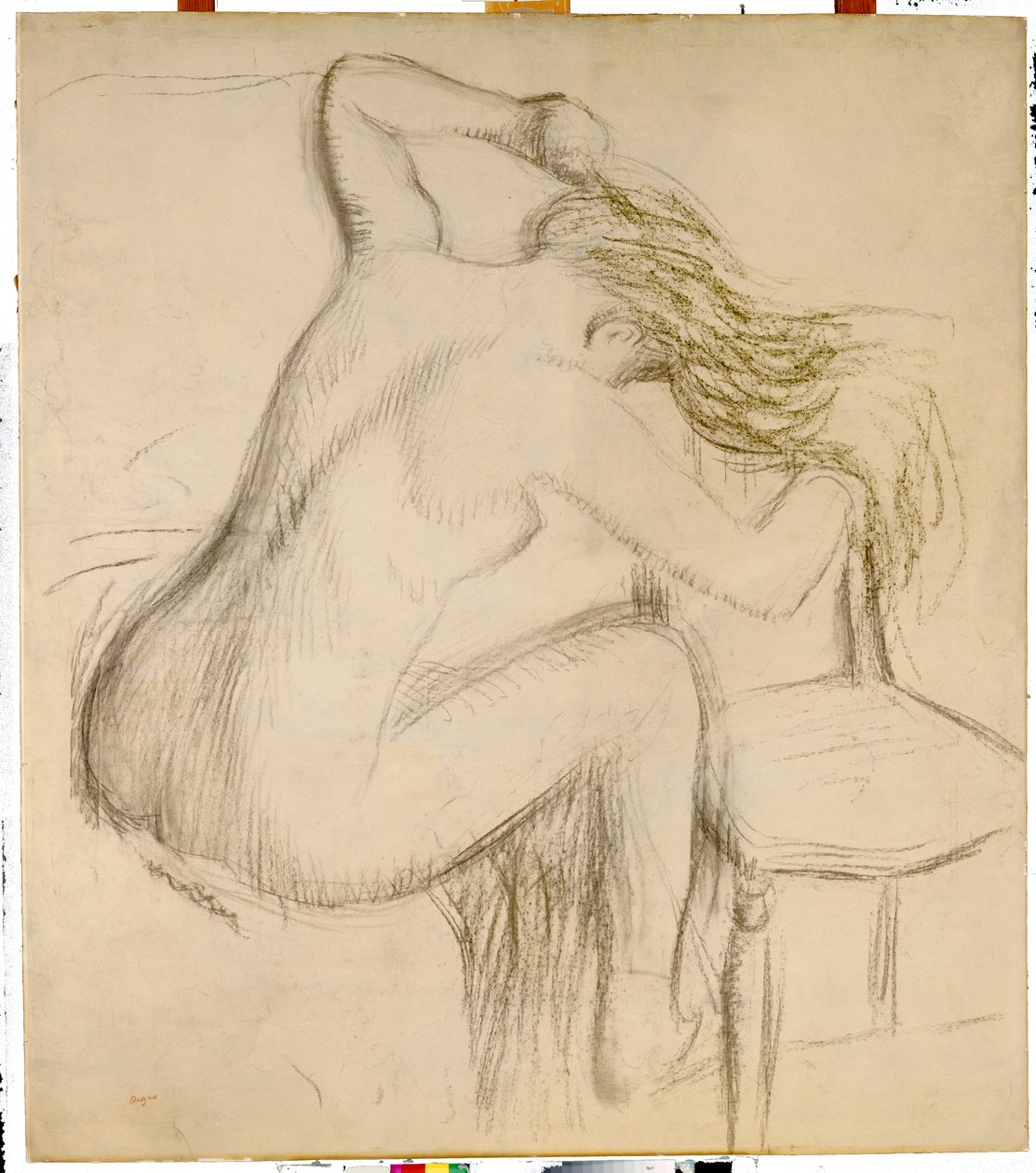 Uma mulher nua sentada, penteando o cabelo de Edgar Degas