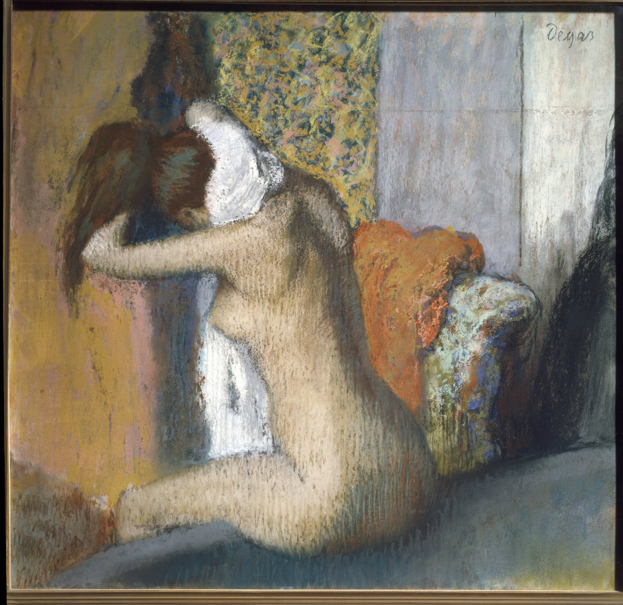 Depois do banho (pastel sobre cartão) de Edgar Degas