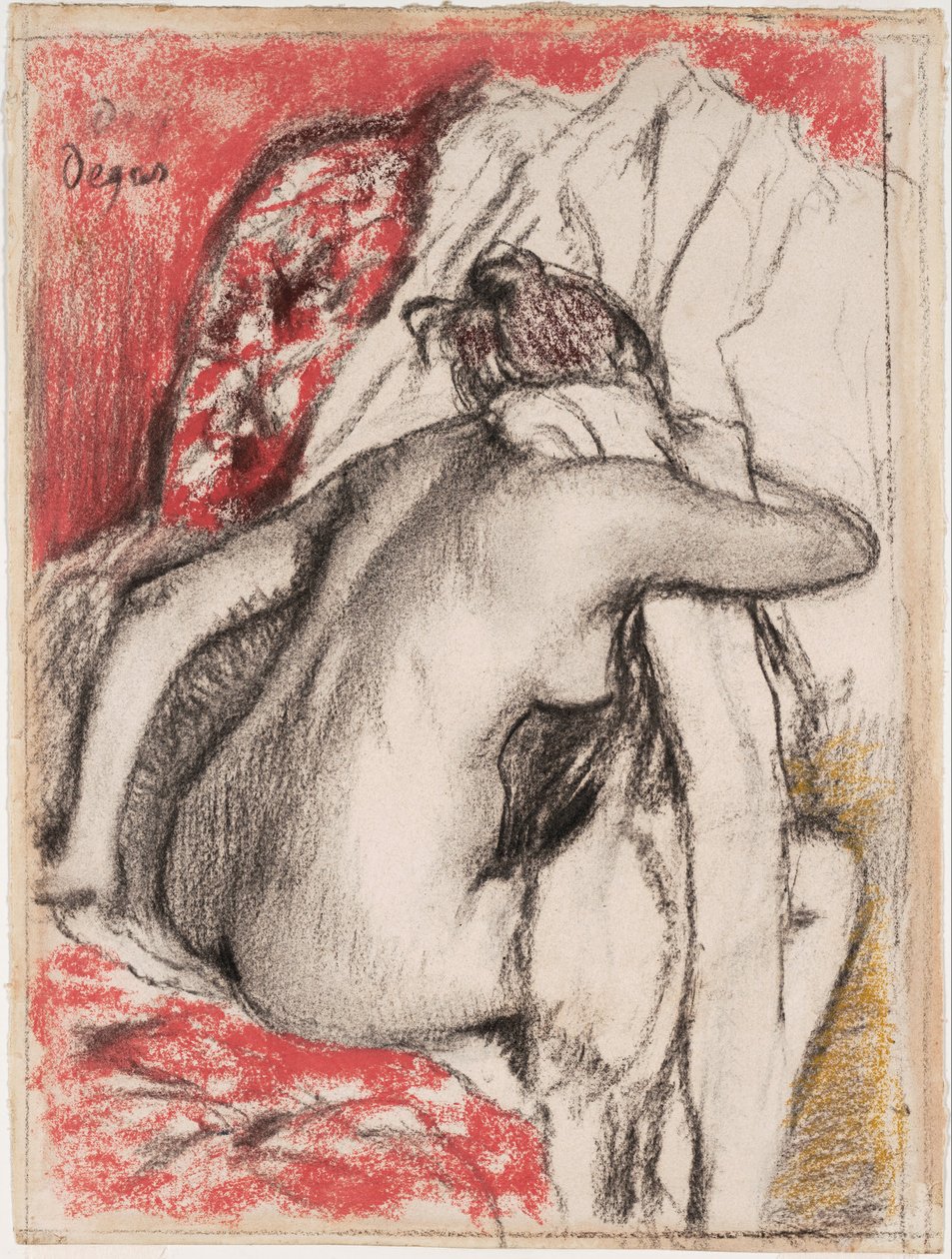 Depois do banho: mulher sentada a secar-se de Edgar Degas