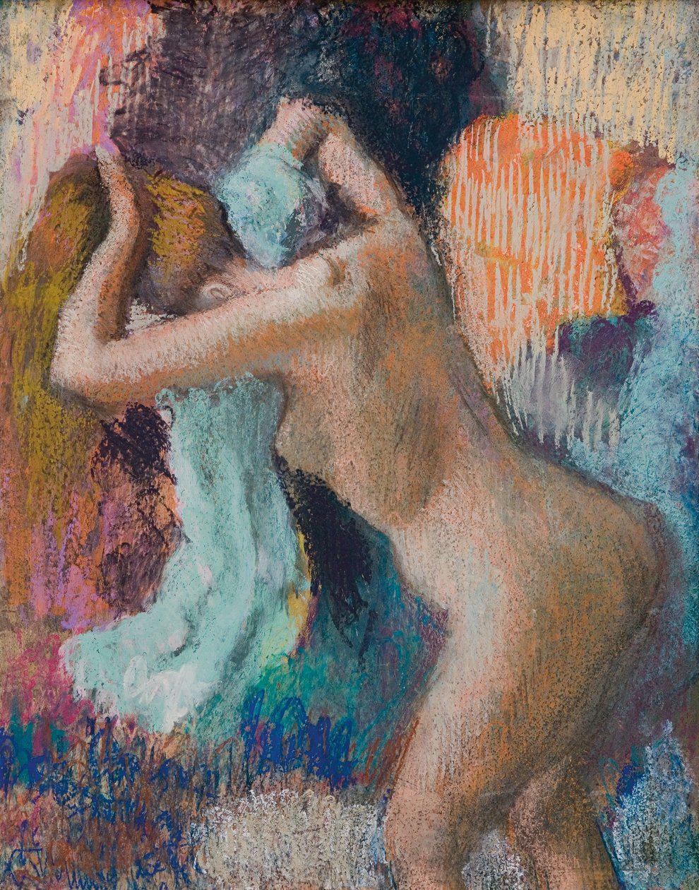 Depois do banho, a mulher se seca; Apres le bain, femme s "essuyant, c.1890-1895 de Edgar Degas