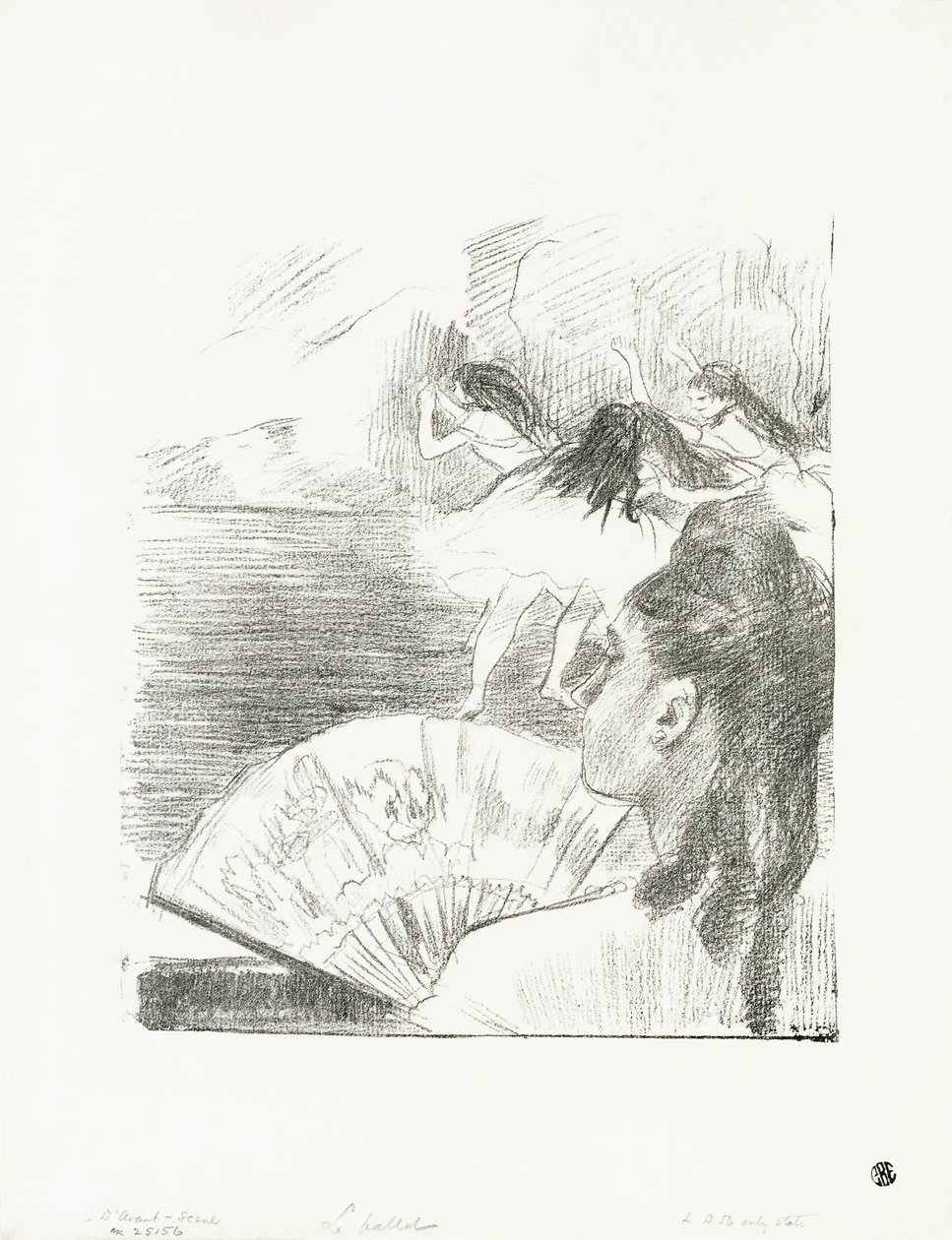 No teatro - mulher com ventilador, c.1878-80 de Edgar Degas