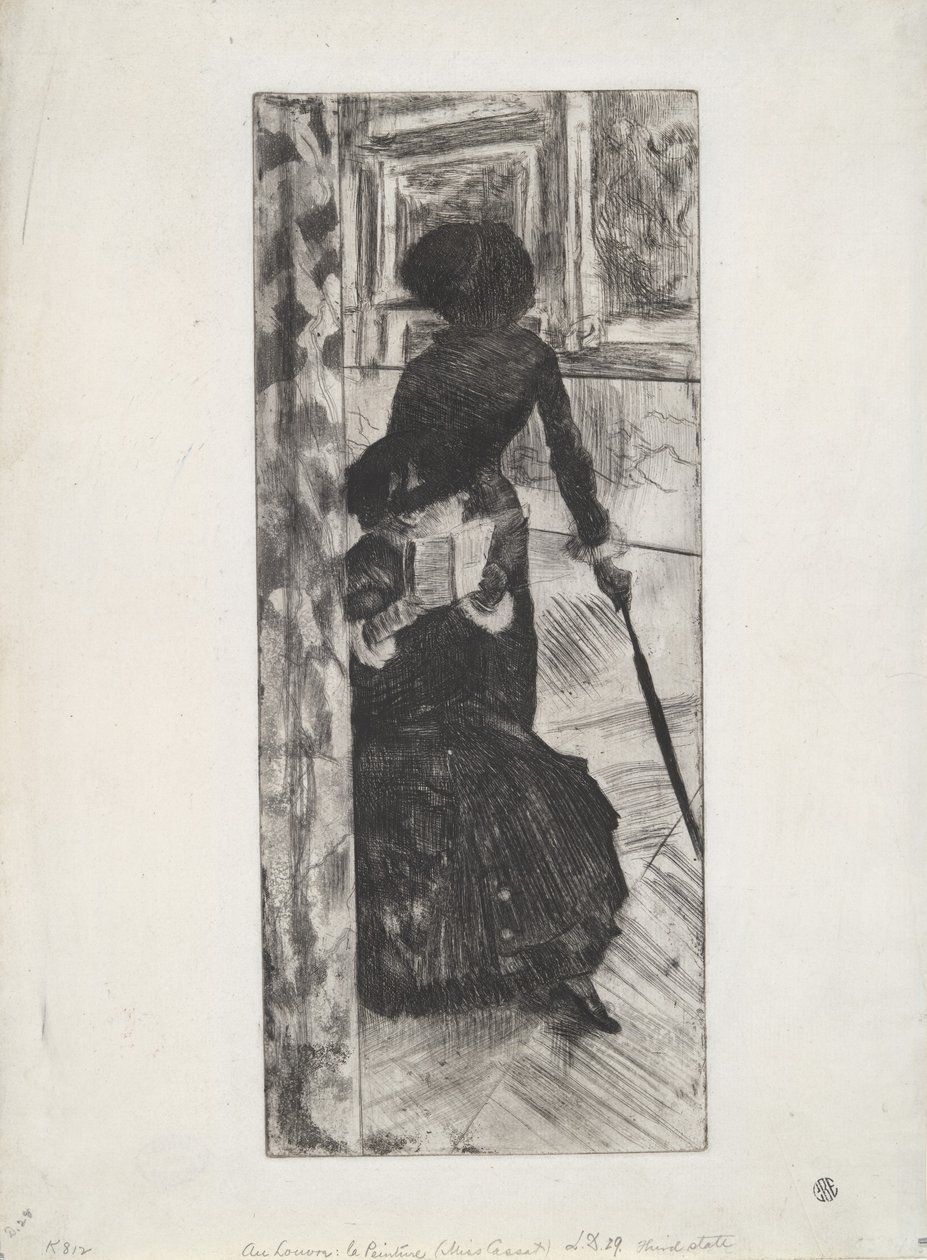 No Louvre: Pintura (Mary Cassatt), c.1879-80 (gravura e aquatinta) de Edgar Degas