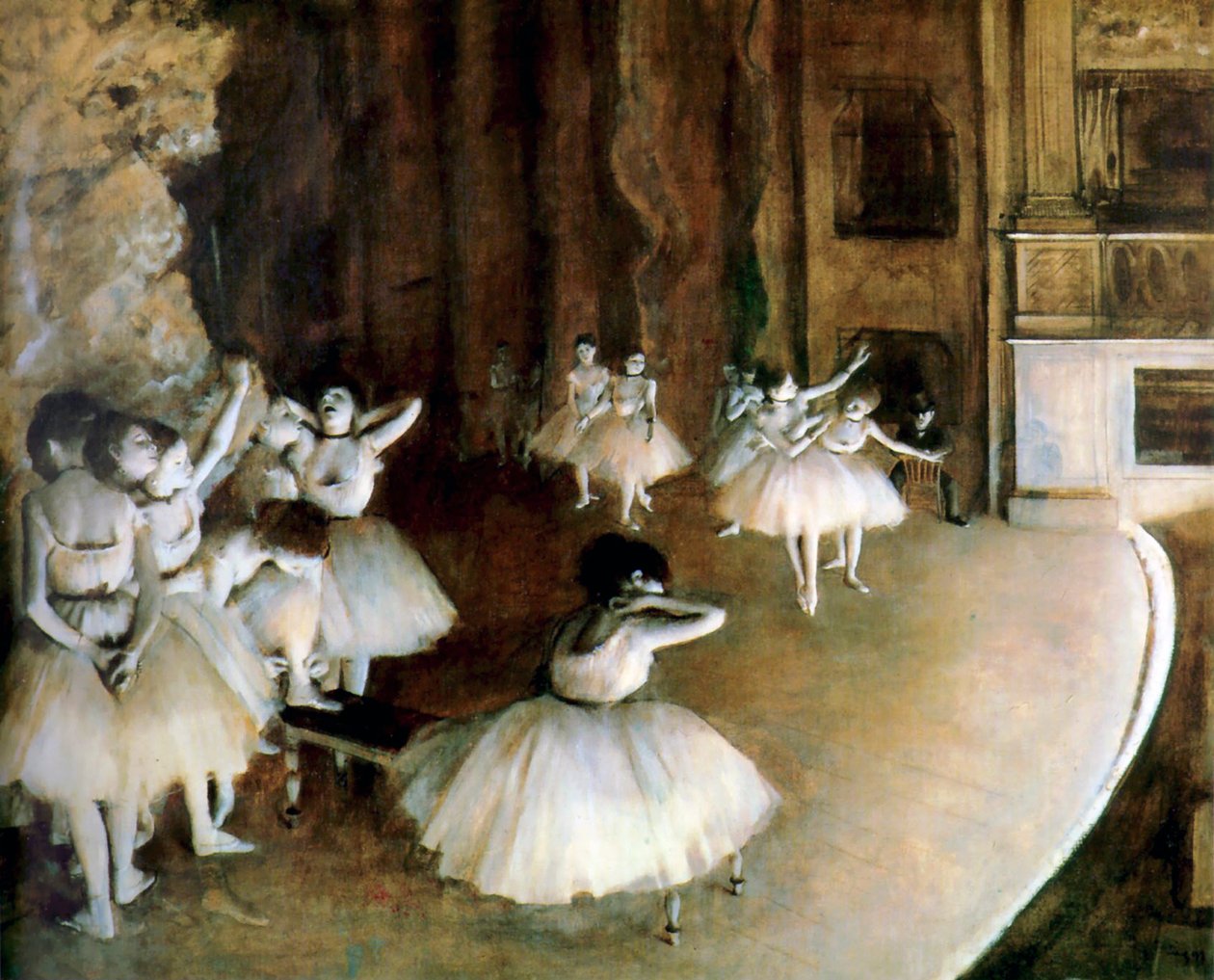 Ensaio de balé no palco, 1874. de Edgar Degas