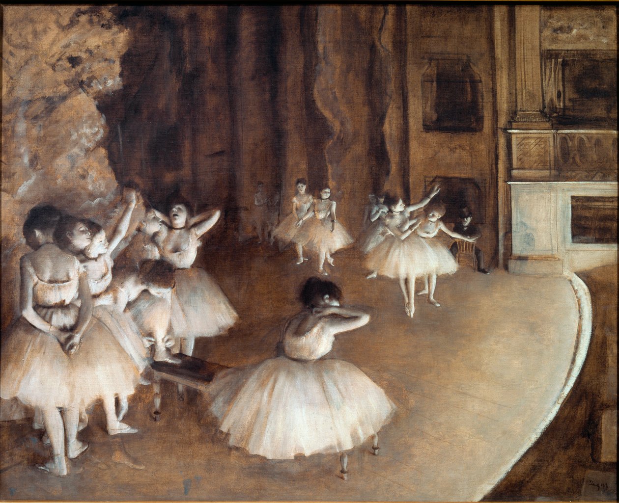 Ensaio de balé no palco de Edgar Degas