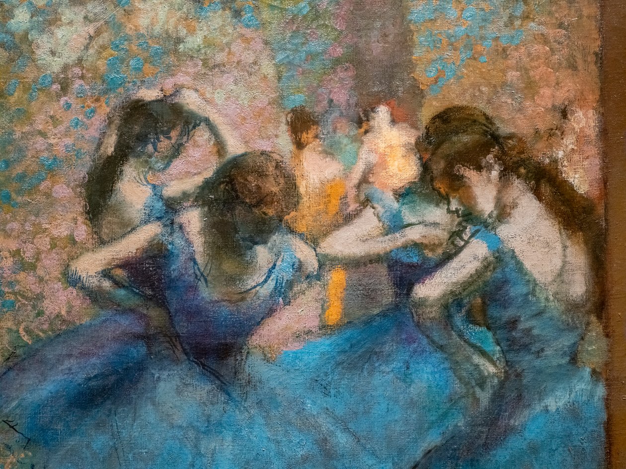 Dançarinos azuis (detalhe). Por volta de 1893-96. Óleo sobre tela. de Edgar Degas