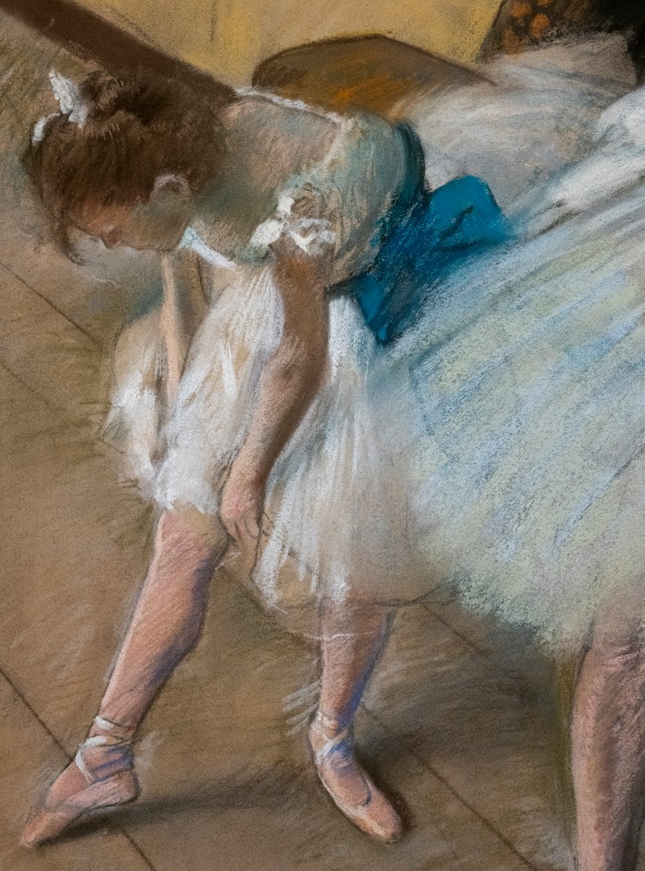Exame de dança (detalhe). 1880. Pastel sobre papel. de Edgar Degas