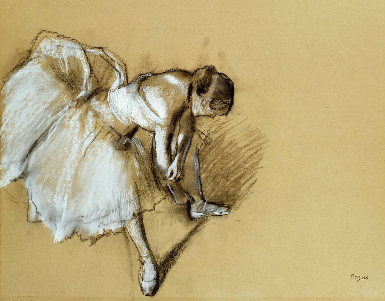 Dançarina ajustando seu sapato, c.1890 de Edgar Degas