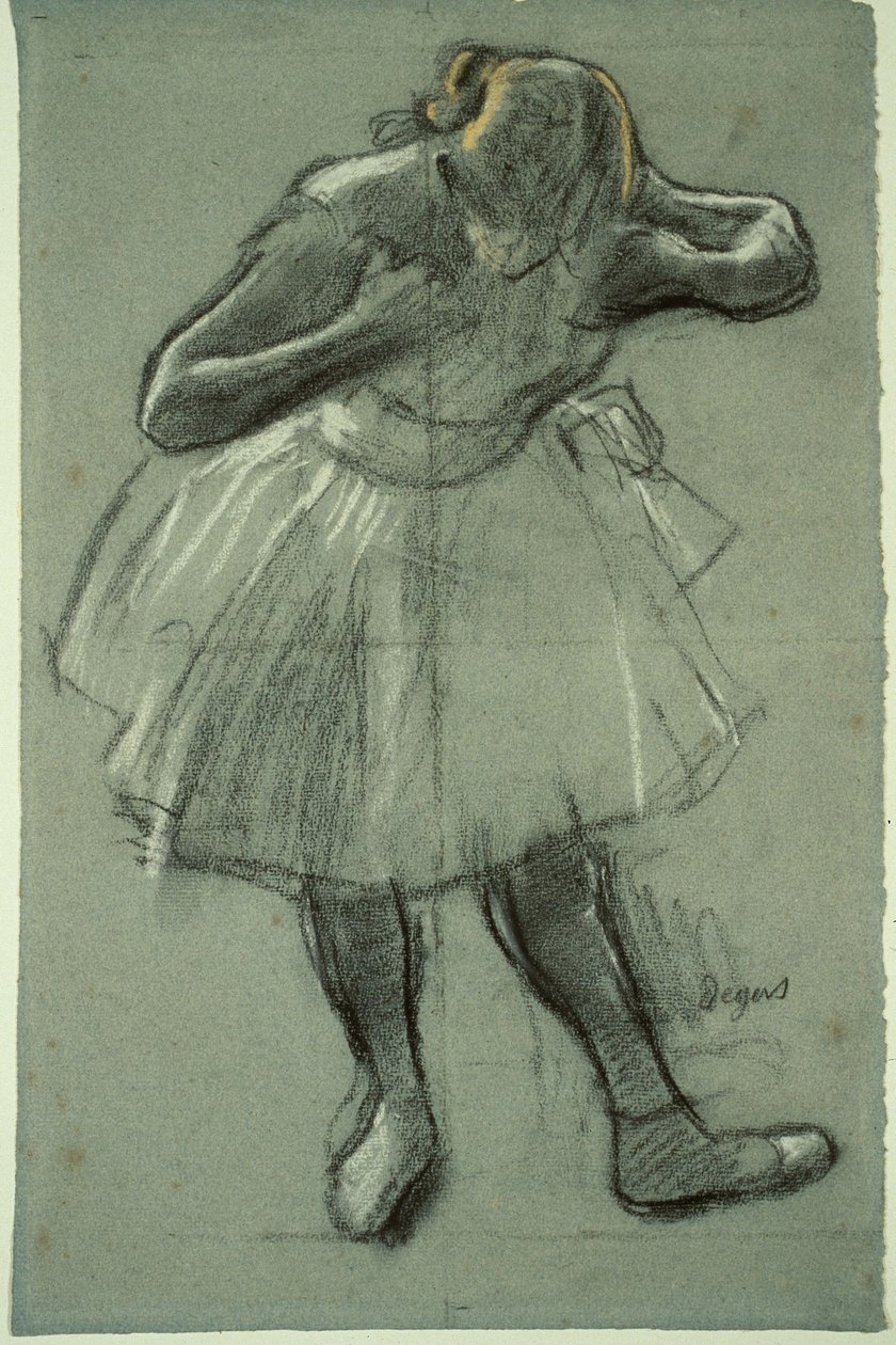 Dobragem de dançarinos para a frente de Edgar Degas