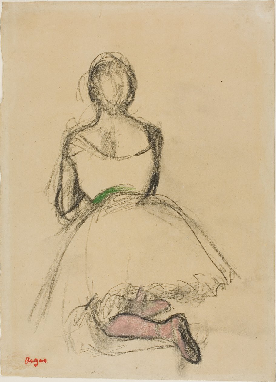 Dançarino ajoelhado, visto de trás de Edgar Degas
