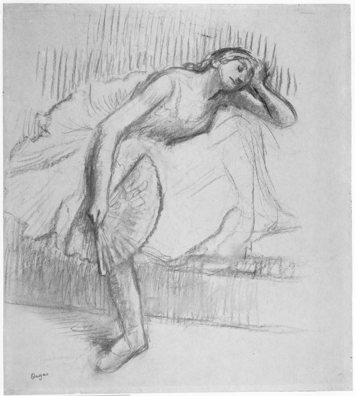Bailarina a descansar com um leque de Edgar Degas
