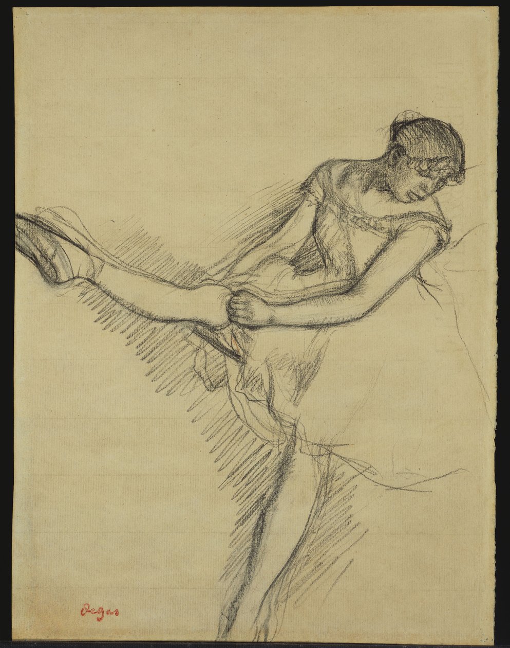Dançarina sentada, reajustando sua meia, c.1880 de Edgar Degas