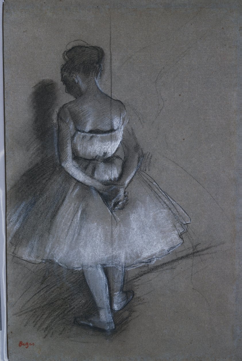 Dançarina em pé com as mãos cruzadas atrás das costas, 1874 de Edgar Degas