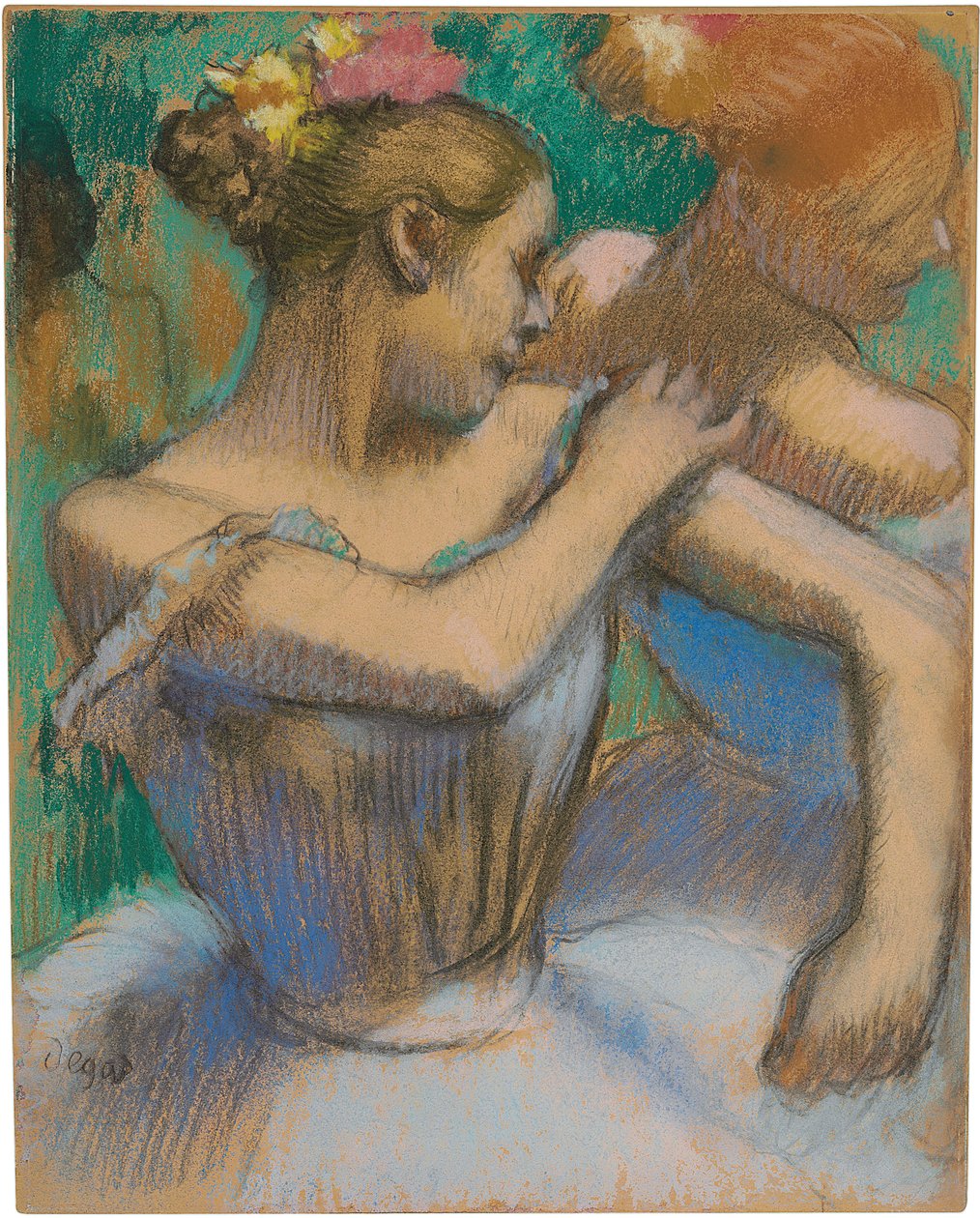 Dançarina ajustando seu ombro, c.1896-99 de Edgar Degas