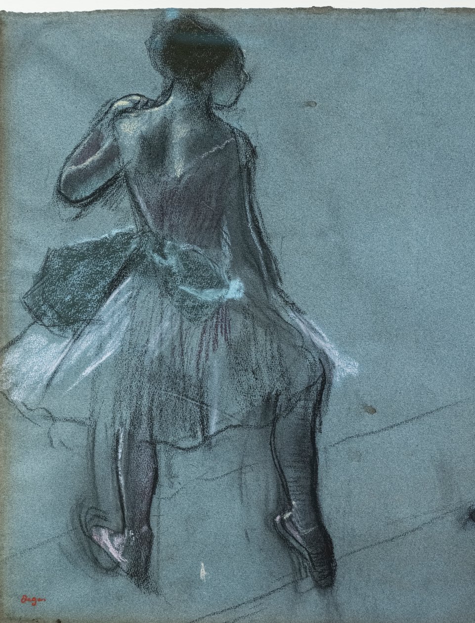 Dançarino de costas e estudos de três pés (detalhe). Por volta de 1878. Carvão vegetal e pastel sobre papel. de Edgar Degas