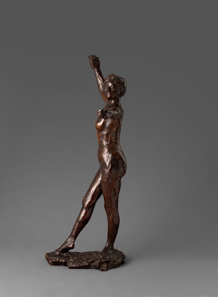 Bailarina pronta para dançar, pé direito para a frente, Preparação para dança, pé direito para a frente, 1895-1900 de Edgar Degas
