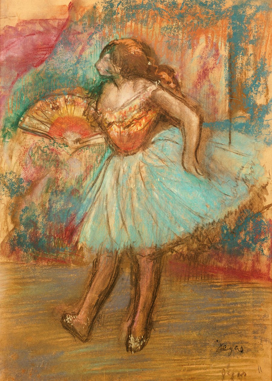 Dançarino com um ventilador, c.1895-1900 de Edgar Degas