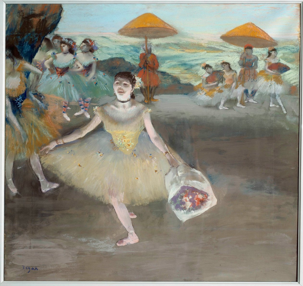 Dançarino com a saudação de buquê no palco Pintura de Edgar Degas (1834-1917). 1878. Sol 0,72x0,77 m Musee d