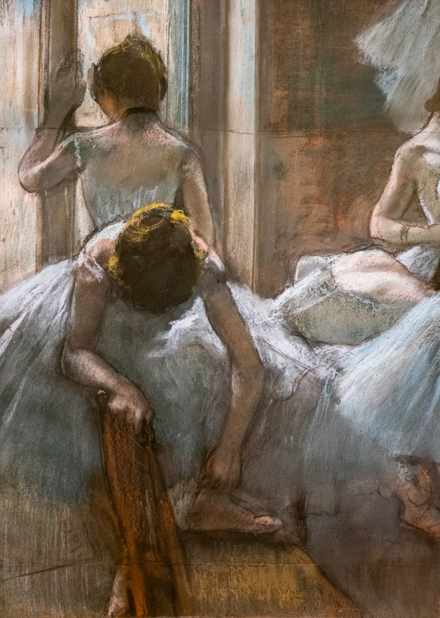 Bailarinos (detalhe). 1884-1885. Pastel sobre papel. de Edgar Degas