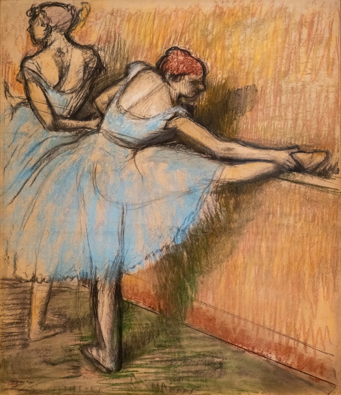 Dançarinos ao leme. Por volta de 1900. Carvão vegetal e pastel sobre cola de papel vegetal, em papelão. de Edgar Degas
