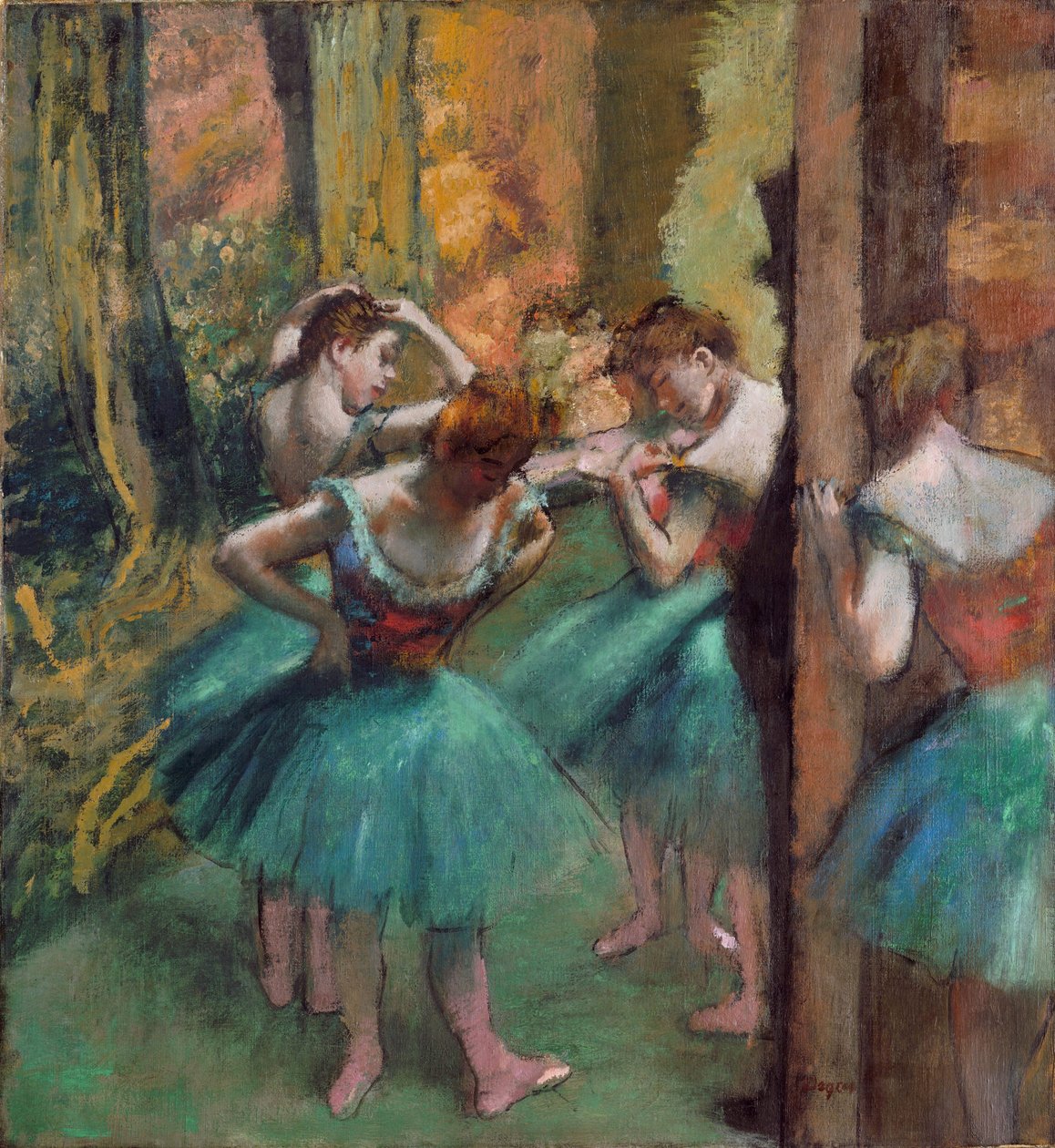 Dançarinos em rosa e verde (dançarinos, rosa e verde) (óleo sobre tela) de Edgar Degas