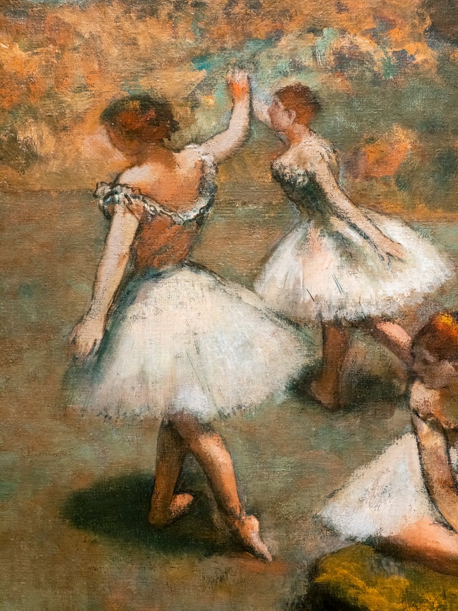 Bailarinos no palco (detalhe). Por volta de 1889-1894. Óleo sobre tela. de Edgar Degas