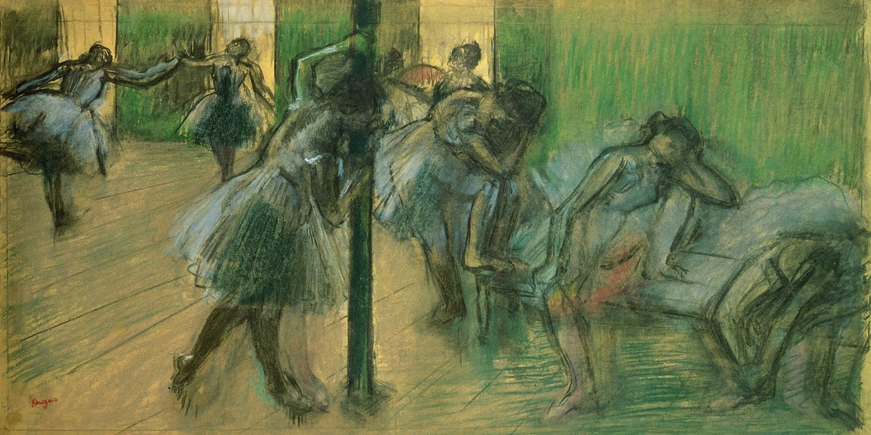 Dançarinos ensaiando (pastel) de Edgar Degas