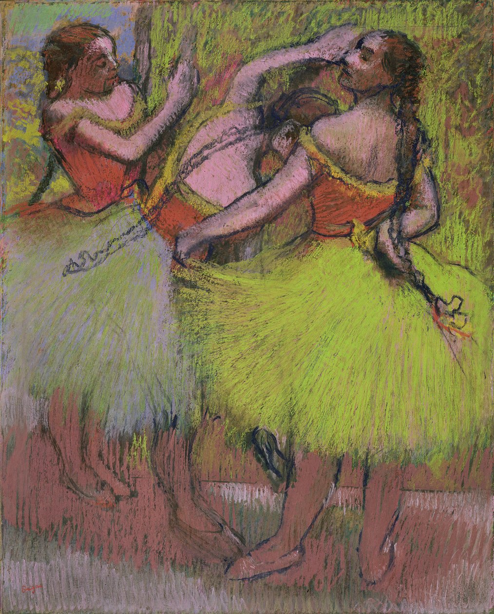 Dançarinos com cabelo em tranças de Edgar Degas