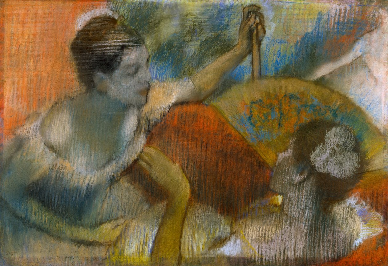 Bailarina com leque, c.1883-86 (pastel sobre papel) de Edgar Degas
