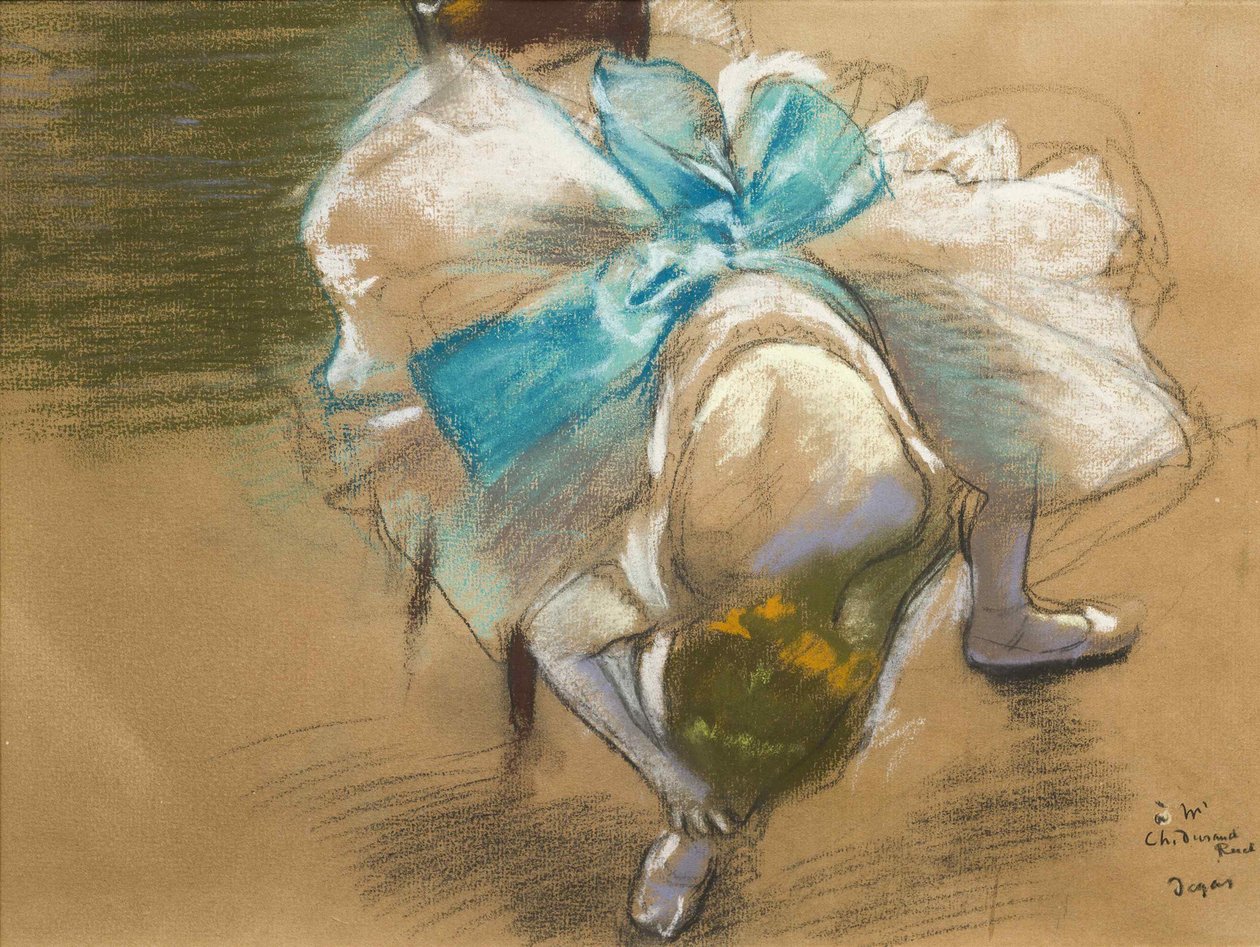 Dançarina anexando sua bundinha, 1887. de Edgar Degas