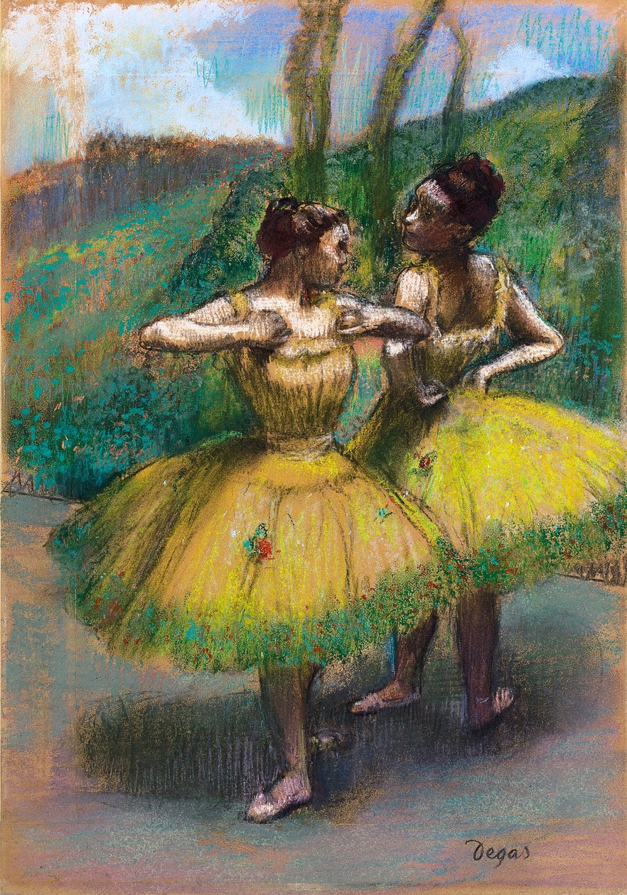 Dançarinos em saias amarelas Dois dançarinos em amarelo de Edgar Degas