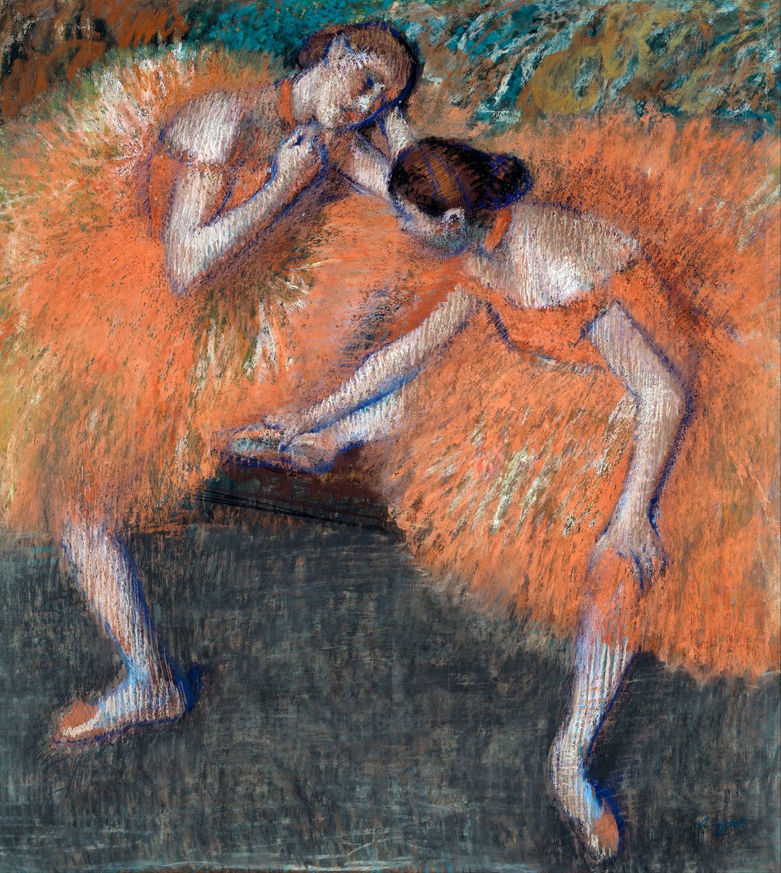 Desenho "Two Dancers" de Edgar Degas (1834-1917) cerca de 1898 Dim 95,5x87 cm Dresden State Art Collections Dresden de Edgar Degas