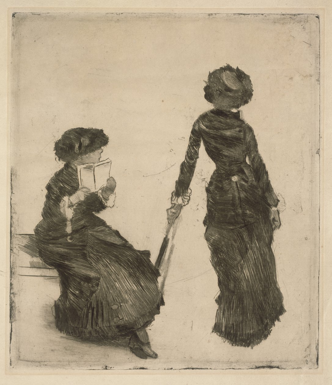 A pintora Mary Cassatt no Louvre, colecção de antiguidades de Edgar Degas