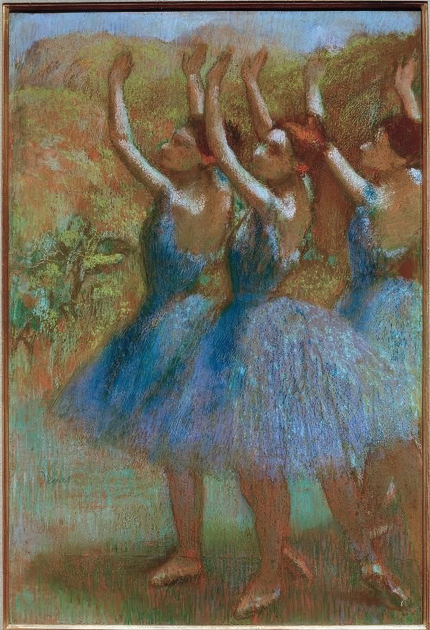 Três dançarinos em azul de Edgar Degas